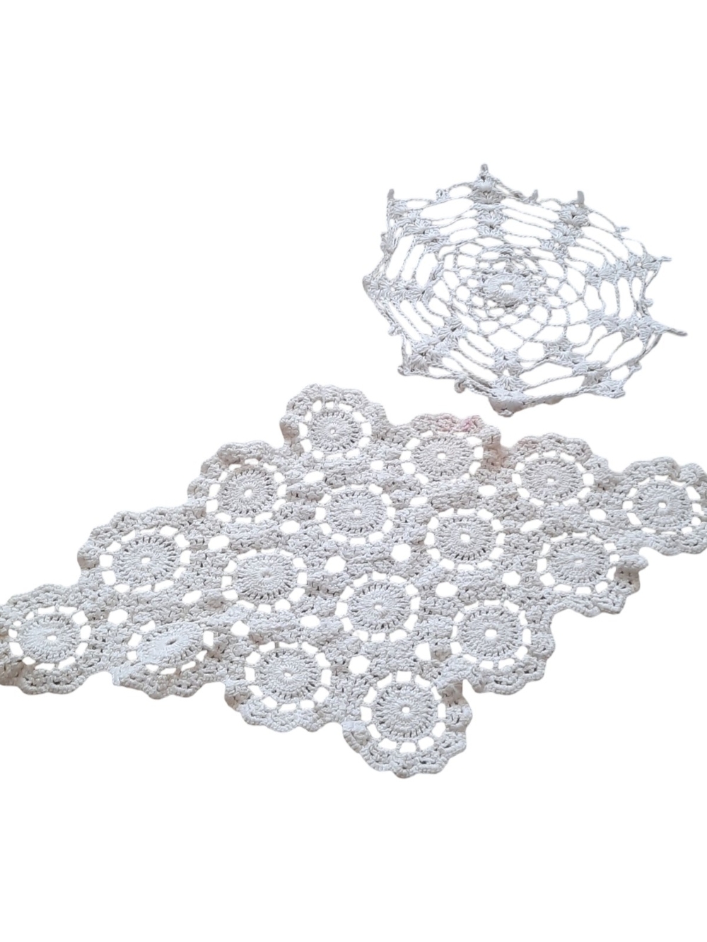 White Crochet Lace Doily Set - Elegant Table Accent